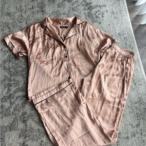 Boohoo Blush Satin Pajama Set